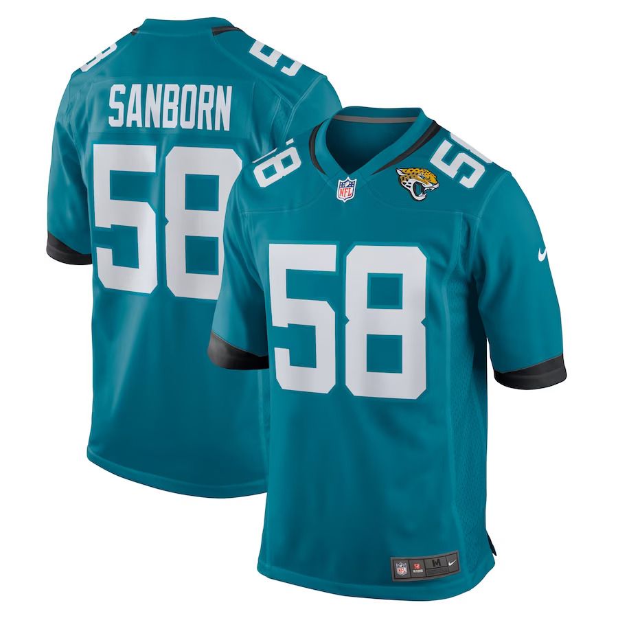 Men Jacksonville Jaguars 58 Garrison Sanborn Nike Teal Home Game Player NFL Jersey